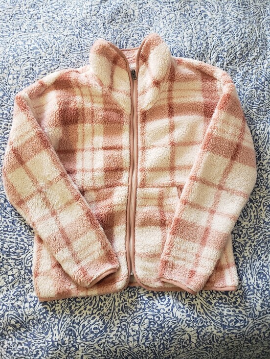 The North Face Other - North Face Kids Pink Plaid Sherpa Jacket - Cozy Full-Zip XL